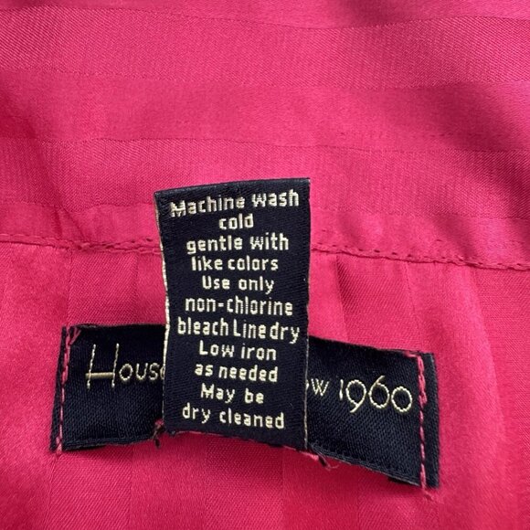 House of Harlow 1960 Women's Red Silk Pajama Top Sleepwear Size XL Striped - Picture 3 of 7